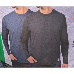 Rugged Elements Men's 2-Pack Sueded Long Sleeve Crew Tee Black/Blue XL
